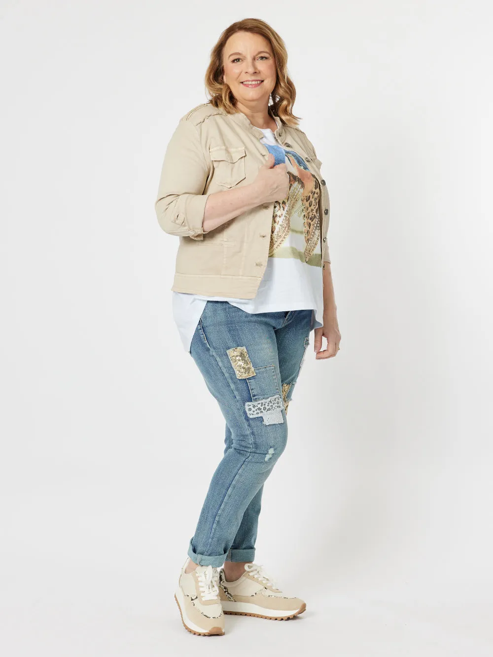 Military Style Denim Jacket - Natural sold by RC & Co product image thumbnail 2