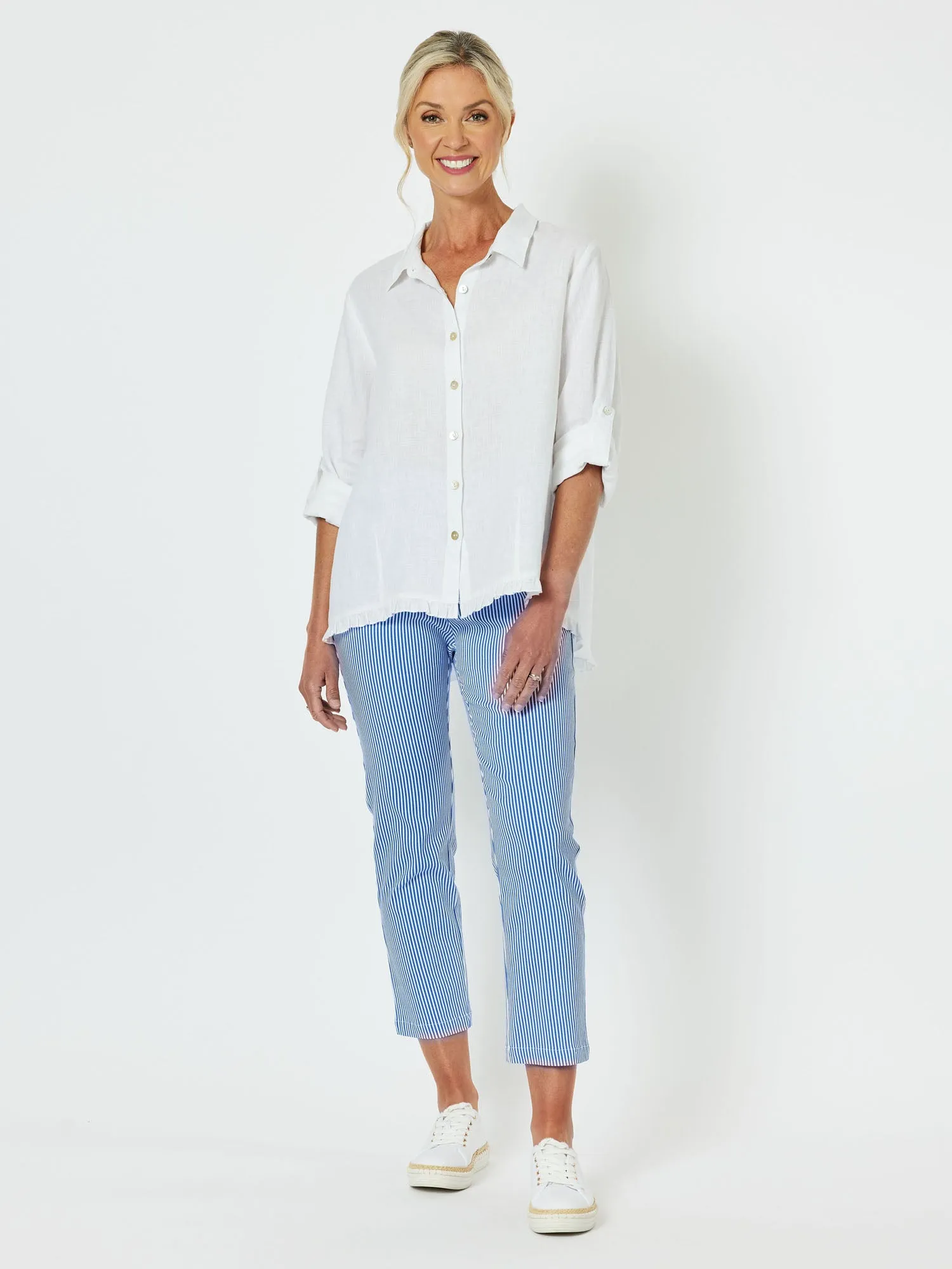 Ruffle Hem Linen Shirt - White sold by RC & Co product image thumbnail 4