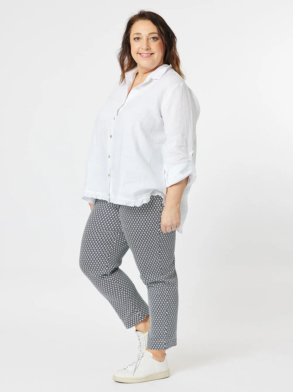 Ruffle Hem Linen Shirt - White sold by RC & Co product image thumbnail 3