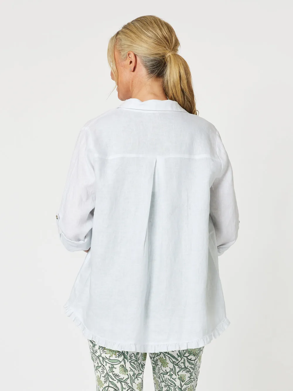 Ruffle Hem Linen Shirt - White sold by RC & Co product image thumbnail 5