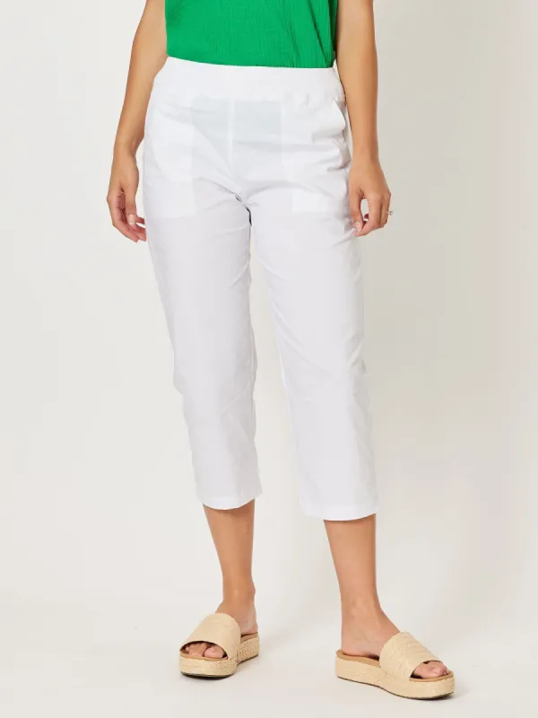 Santorini Cotton Capri Pant -  White sold by RC & Co
