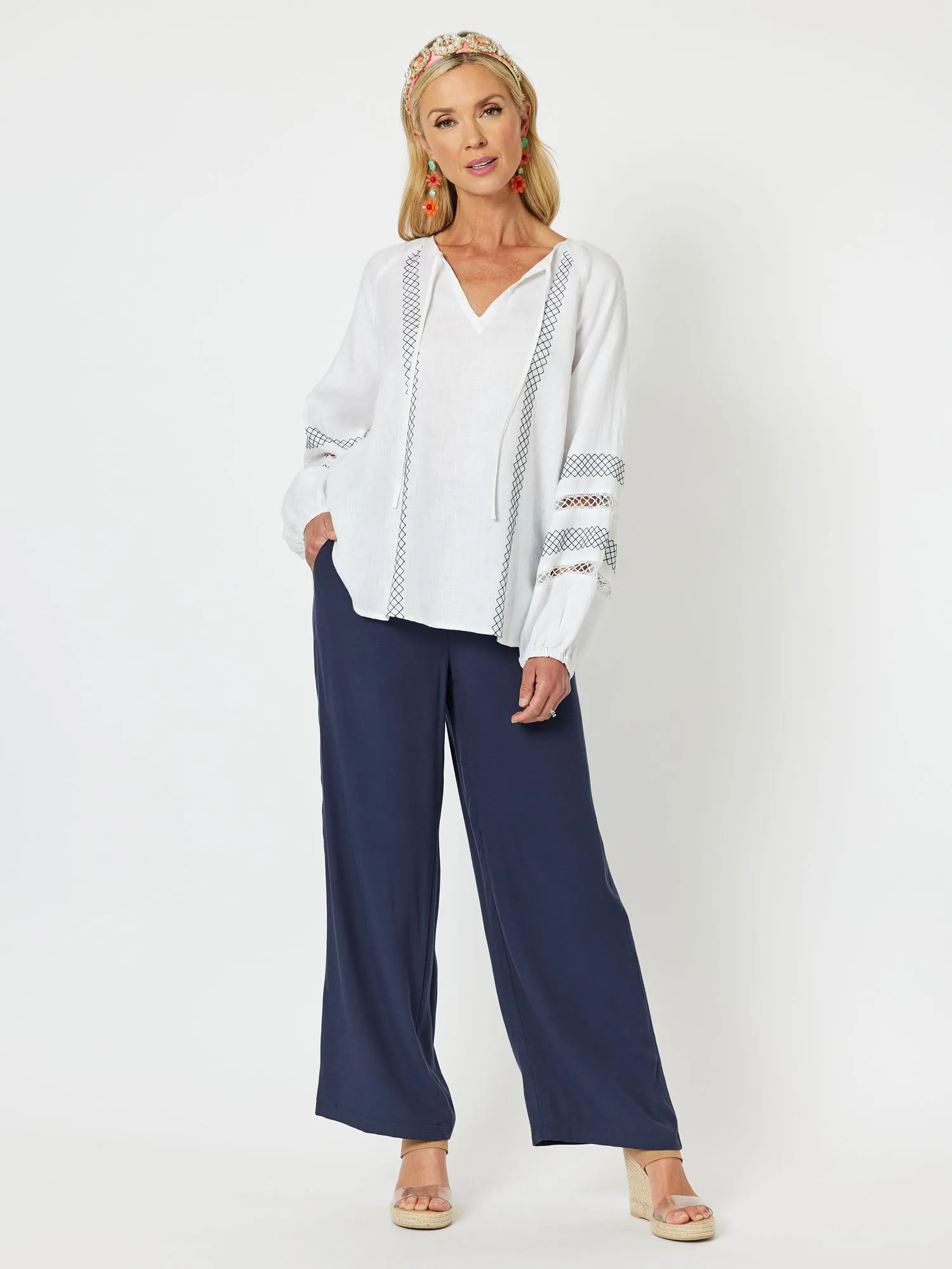 Tuxedo Wide Leg Pull On Pant - Navy sold by RC & Co product image thumbnail 5