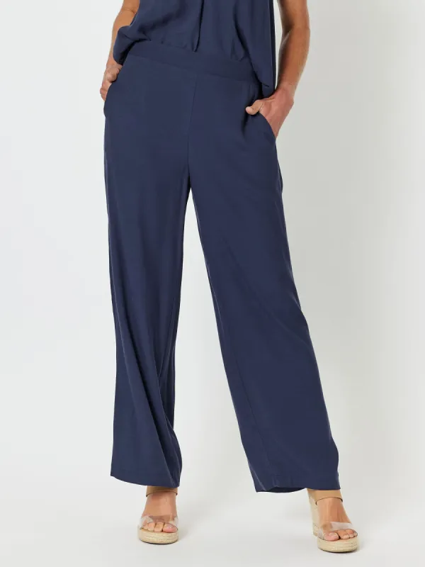 Tuxedo Wide Leg Pull On Pant - Navy sold by RC & Co