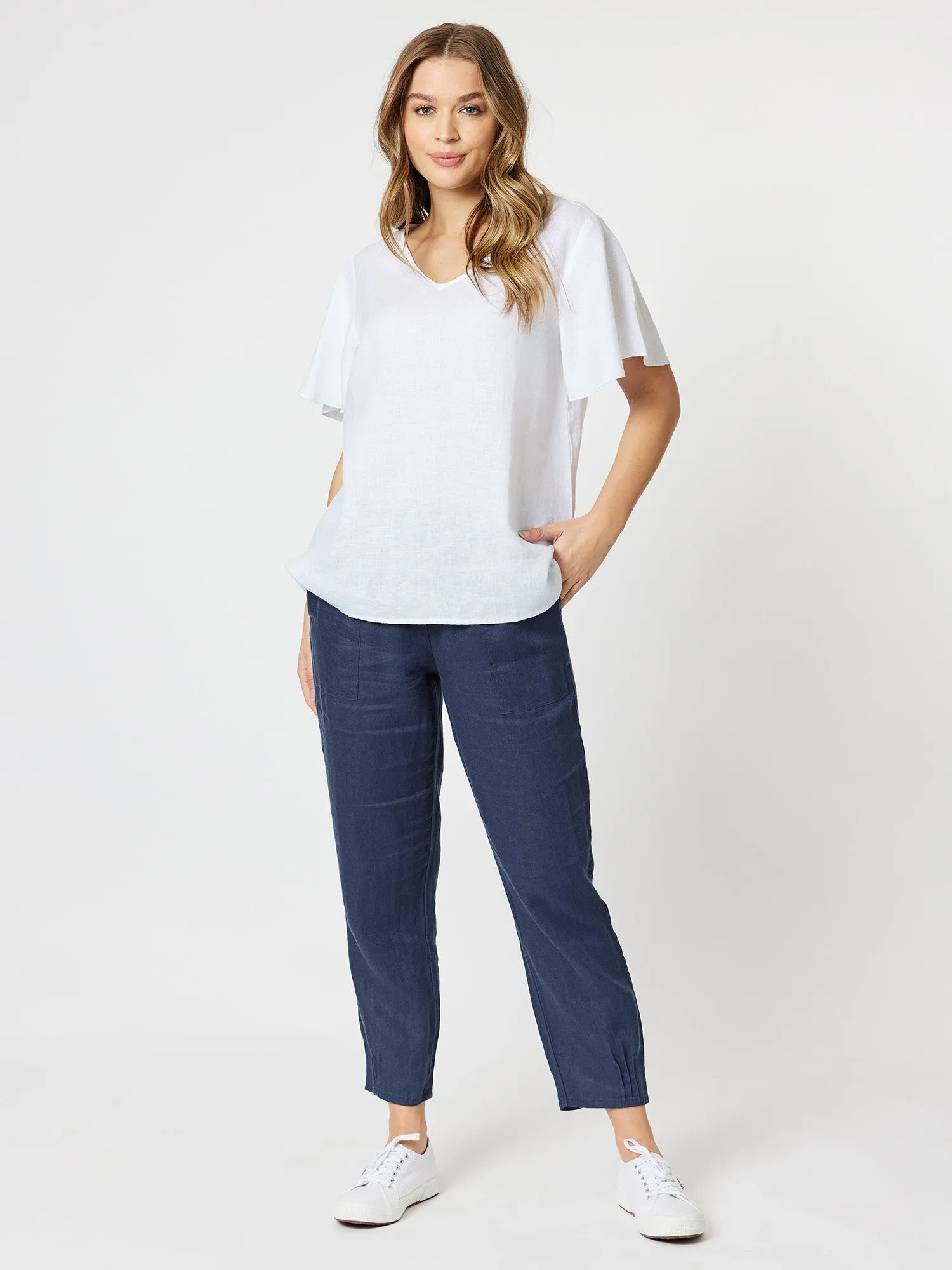 Flute Sleeve Linen Top - White sold by RC & Co product image thumbnail 2