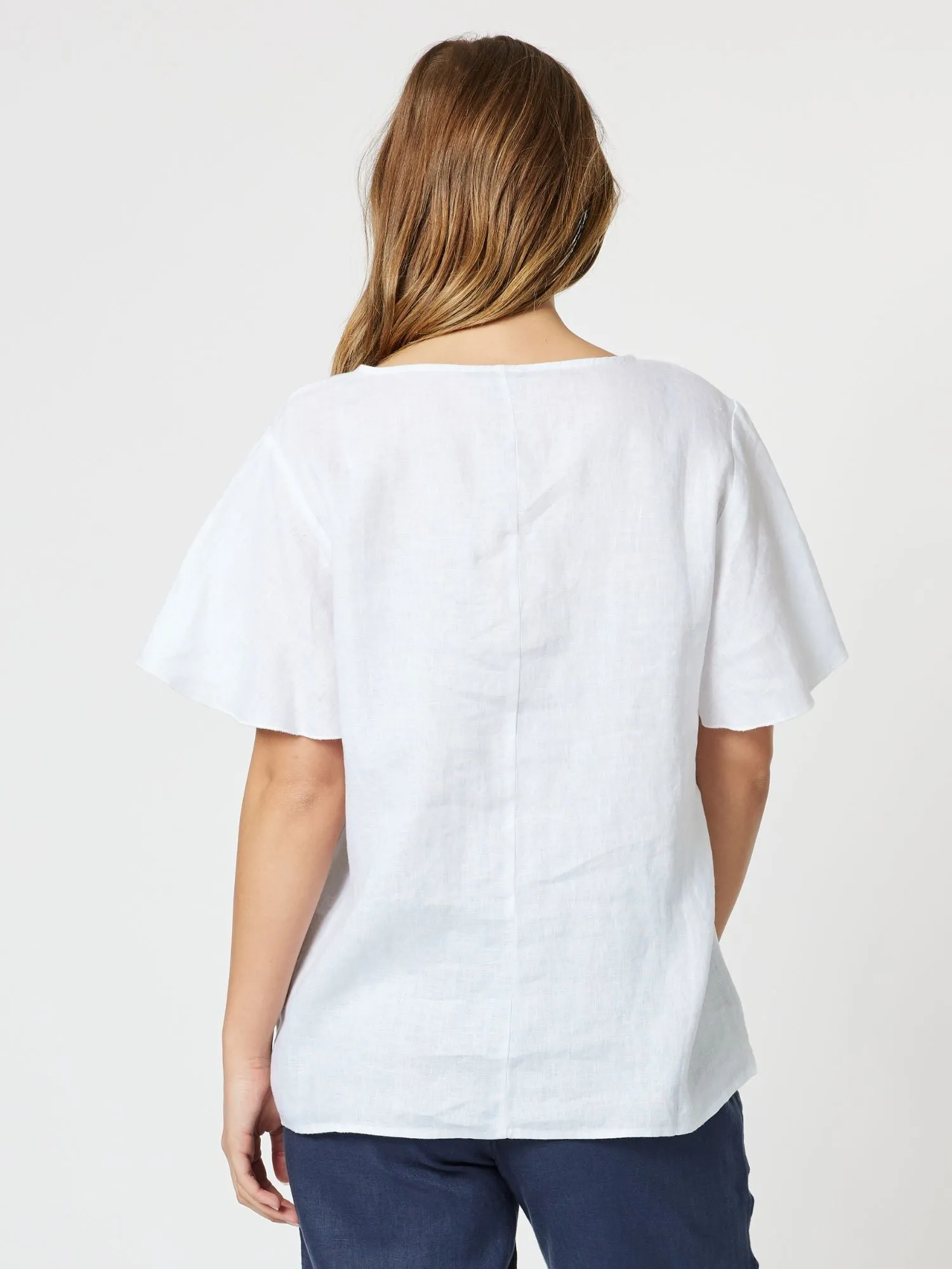 Flute Sleeve Linen Top - White sold by RC & Co product image thumbnail 5