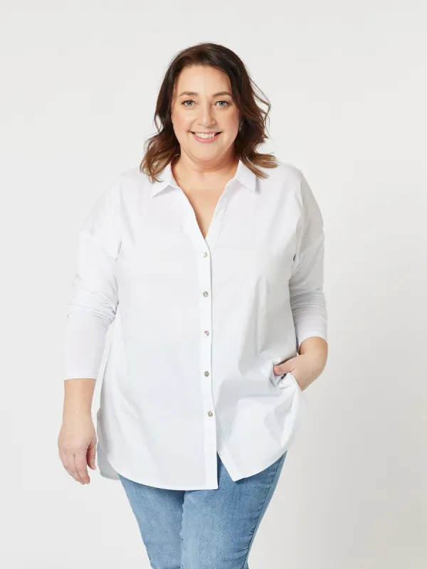 Julia Jersey Sleeve Shirt - White sold by RC & Co