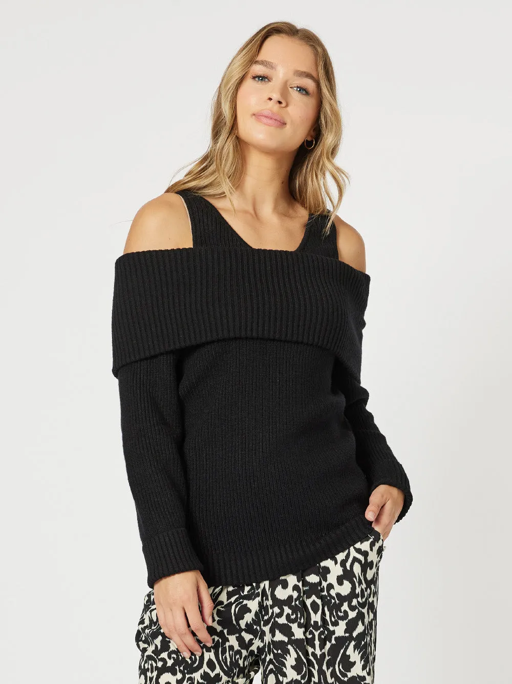 Charlotte Off The Shoulder Jumper - Black sold by RC & Co