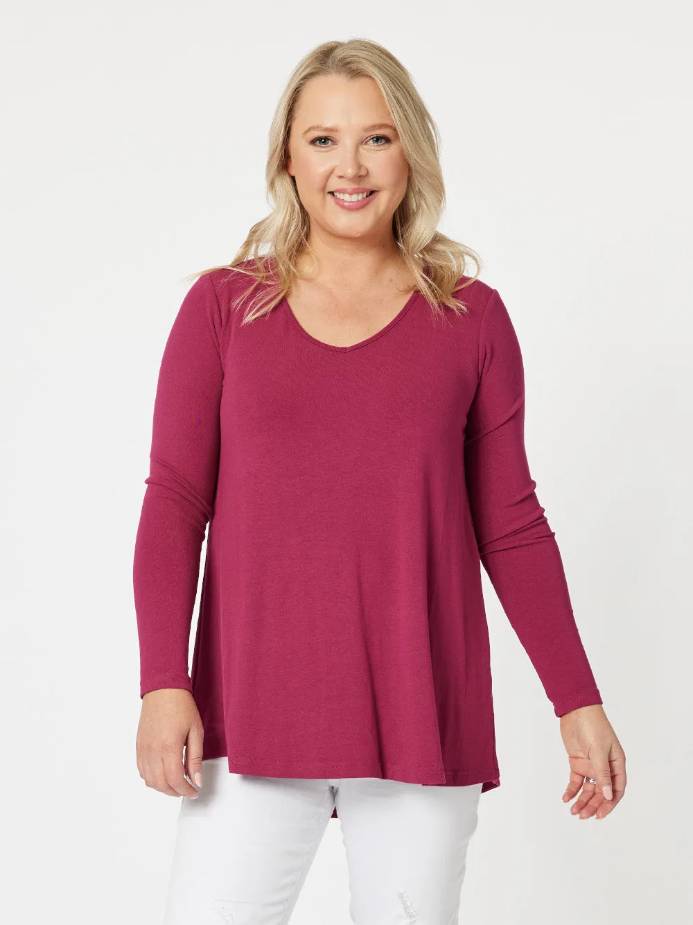 Keely Long Sleeve Top - Magenta sold by RC & Co
