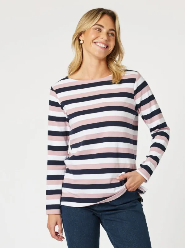 Laguna Stripe Long Sleeve Tee - Orchid sold by RC & Co