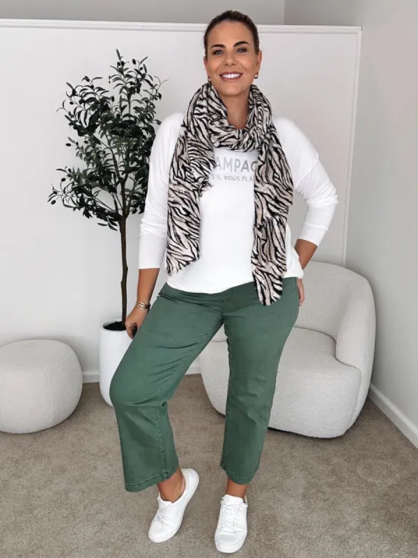 Maddy High Rise Wide Leg Jean - Khaki sold by RC & Co