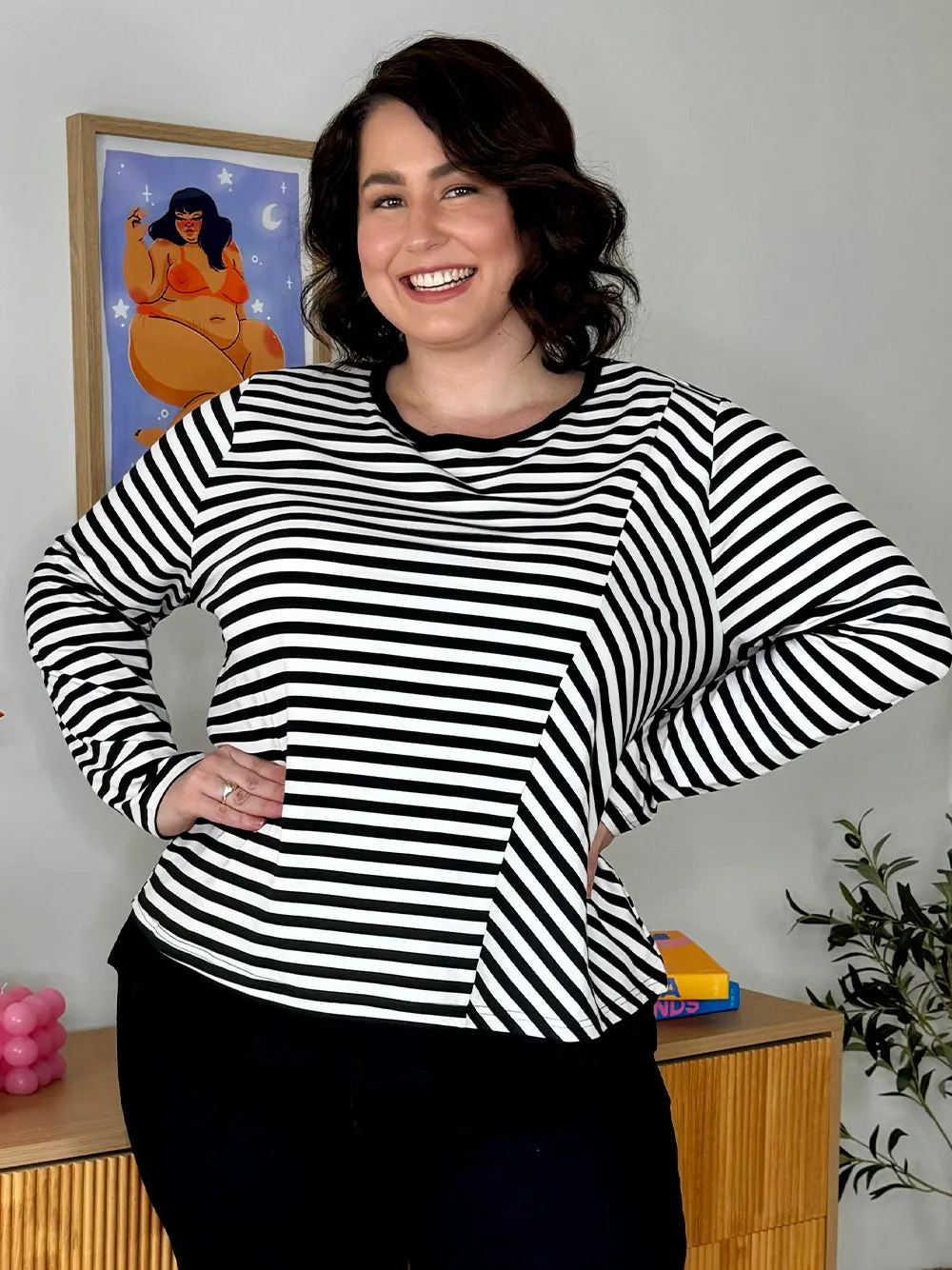 Sarah Stripe Long Sleeve Top - Black sold by RC & Co