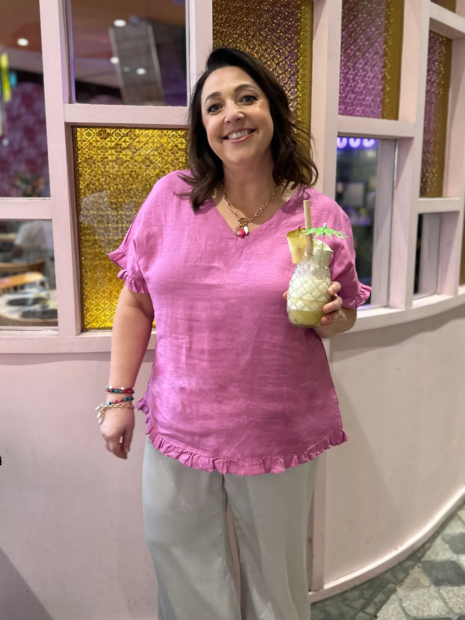 Ruffle Hem Linen Top - Orchid sold by RC & Co product image thumbnail 2