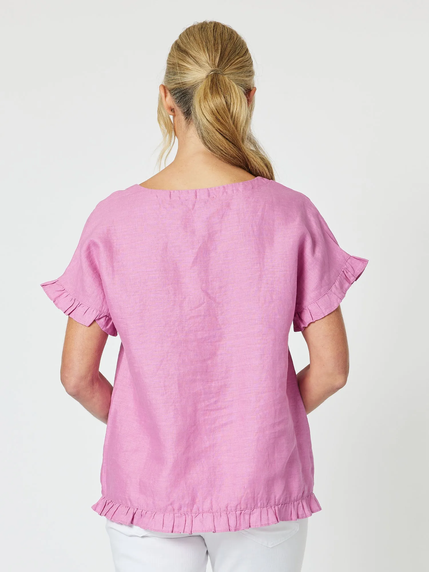 Ruffle Hem Linen Top - Orchid sold by RC & Co product image thumbnail 5