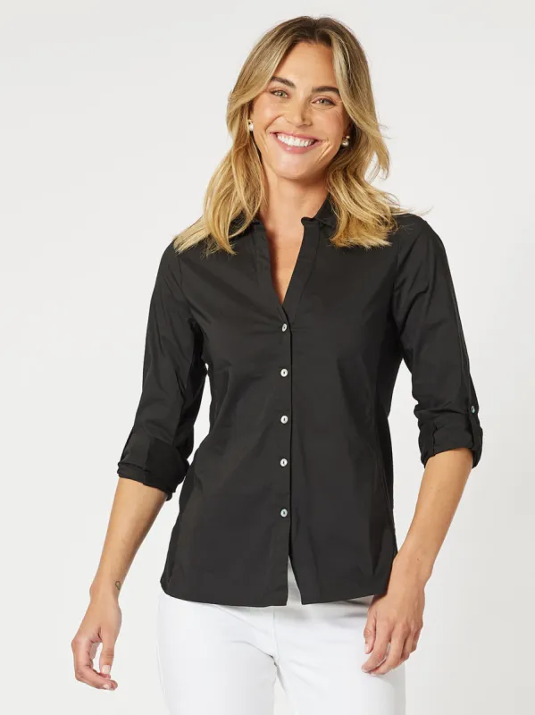 Emma Rib Detail Shirt - Black sold by RC & Co