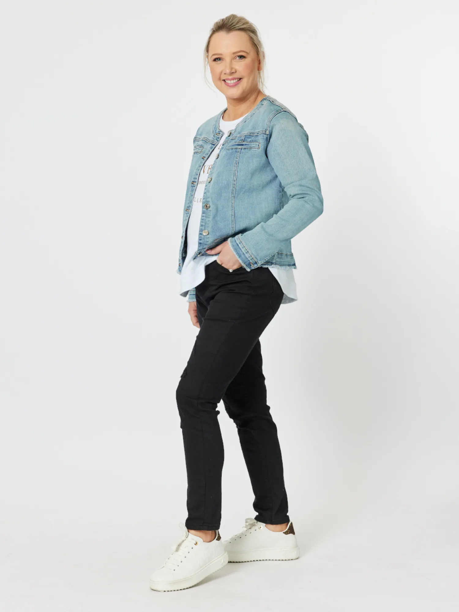 Collarless Denim Jacket - Denim sold by RC & Co product image thumbnail 4