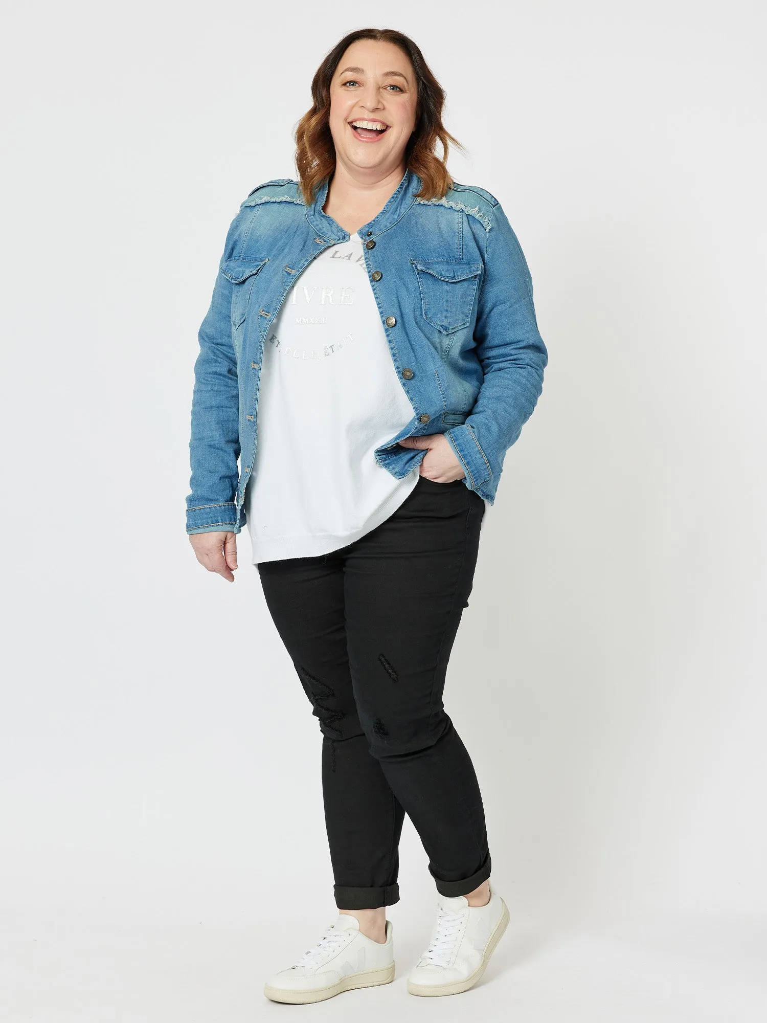 Military Style Denim Jacket - Denim sold by RC & Co product image thumbnail 3