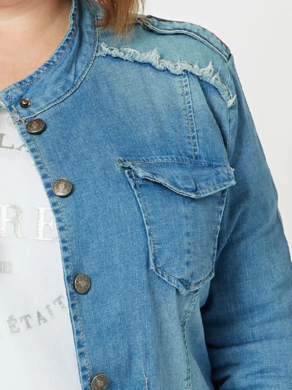 Military Style Denim Jacket - Denim sold by RC & Co product image thumbnail 4