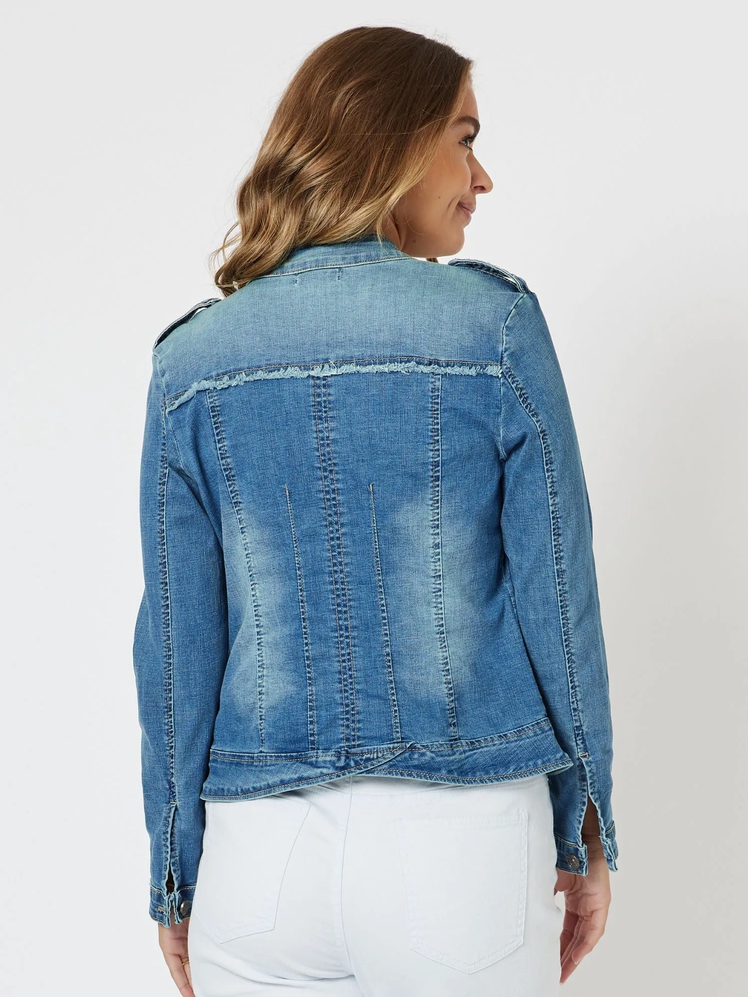 Military Style Denim Jacket - Denim sold by RC & Co product image thumbnail 5