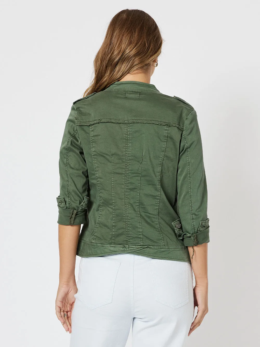 Military Style Denim Jacket - Khaki sold by RC & Co product image thumbnail 3