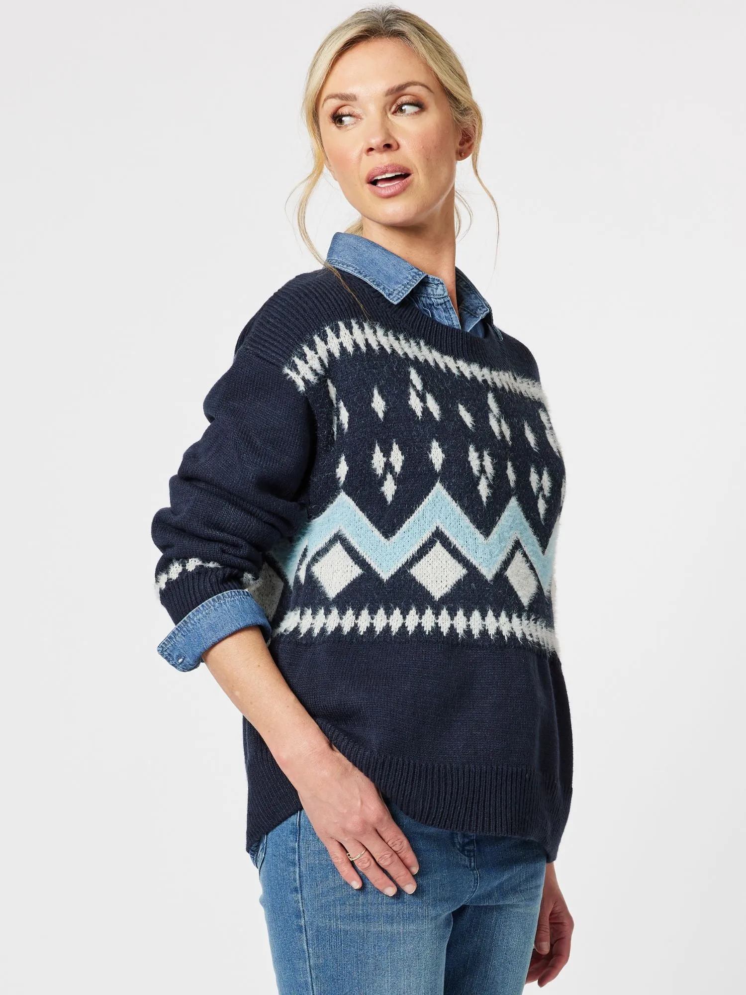 Aspen Fairisle Knit Jumper - Midnight sold by RC & Co product image thumbnail 3