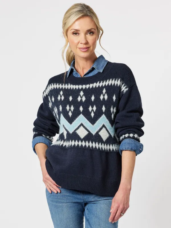 Aspen Fairisle Knit Jumper - Midnight sold by RC & Co