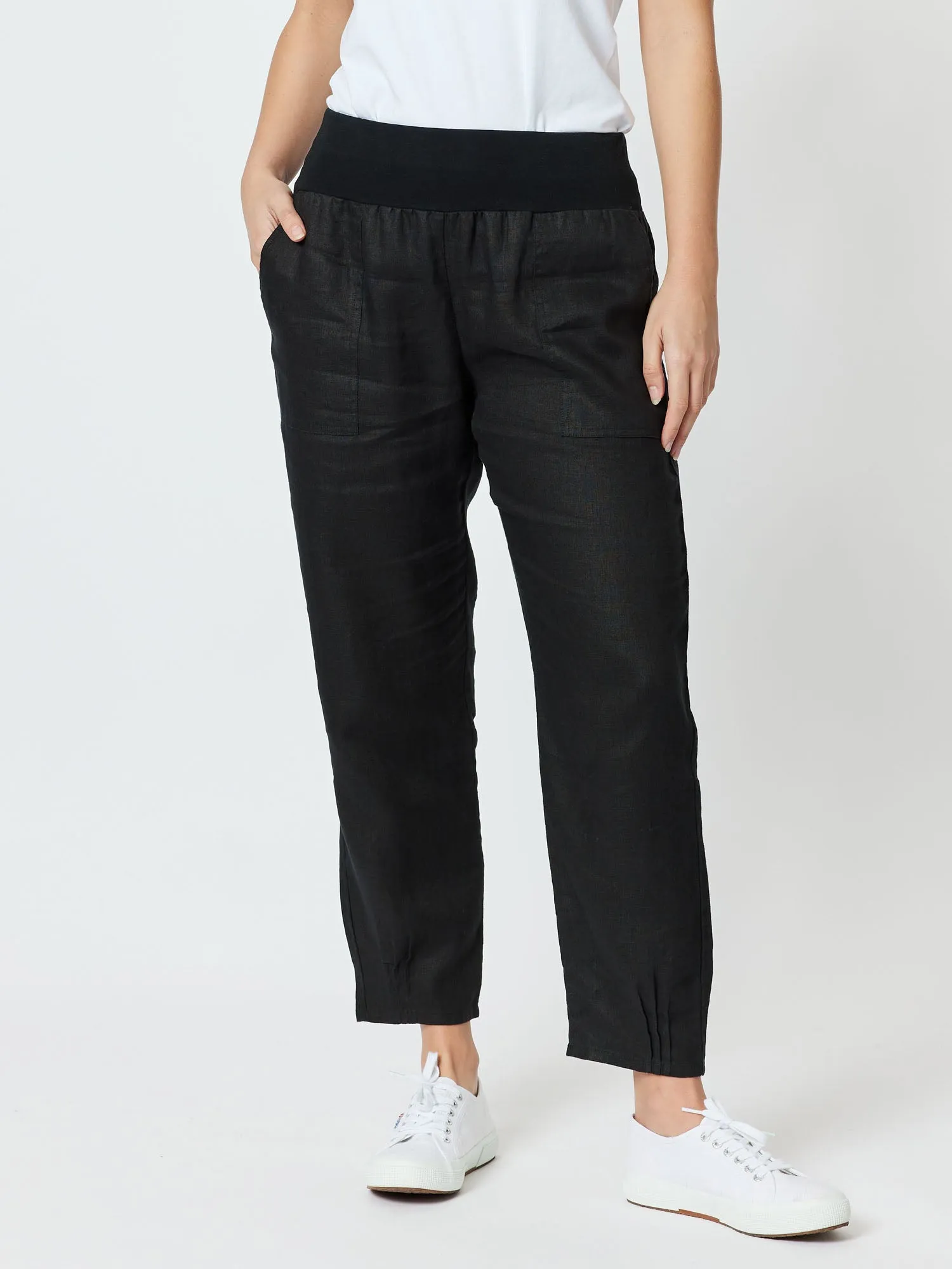 Sarah Linen Pleat Hem Pant - Black sold by RC & Co product image thumbnail 5