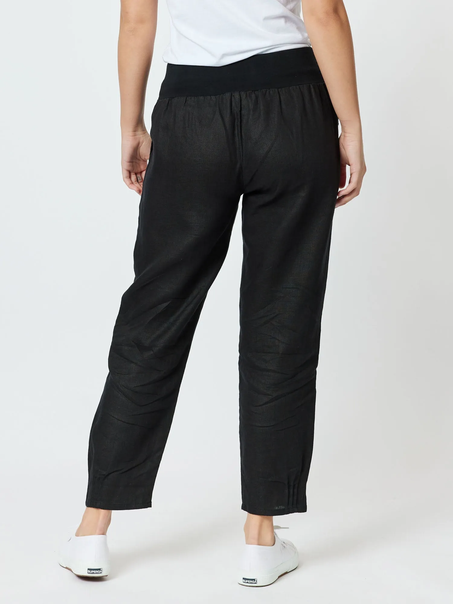 Sarah Linen Pleat Hem Pant - Black sold by RC & Co product image thumbnail 4