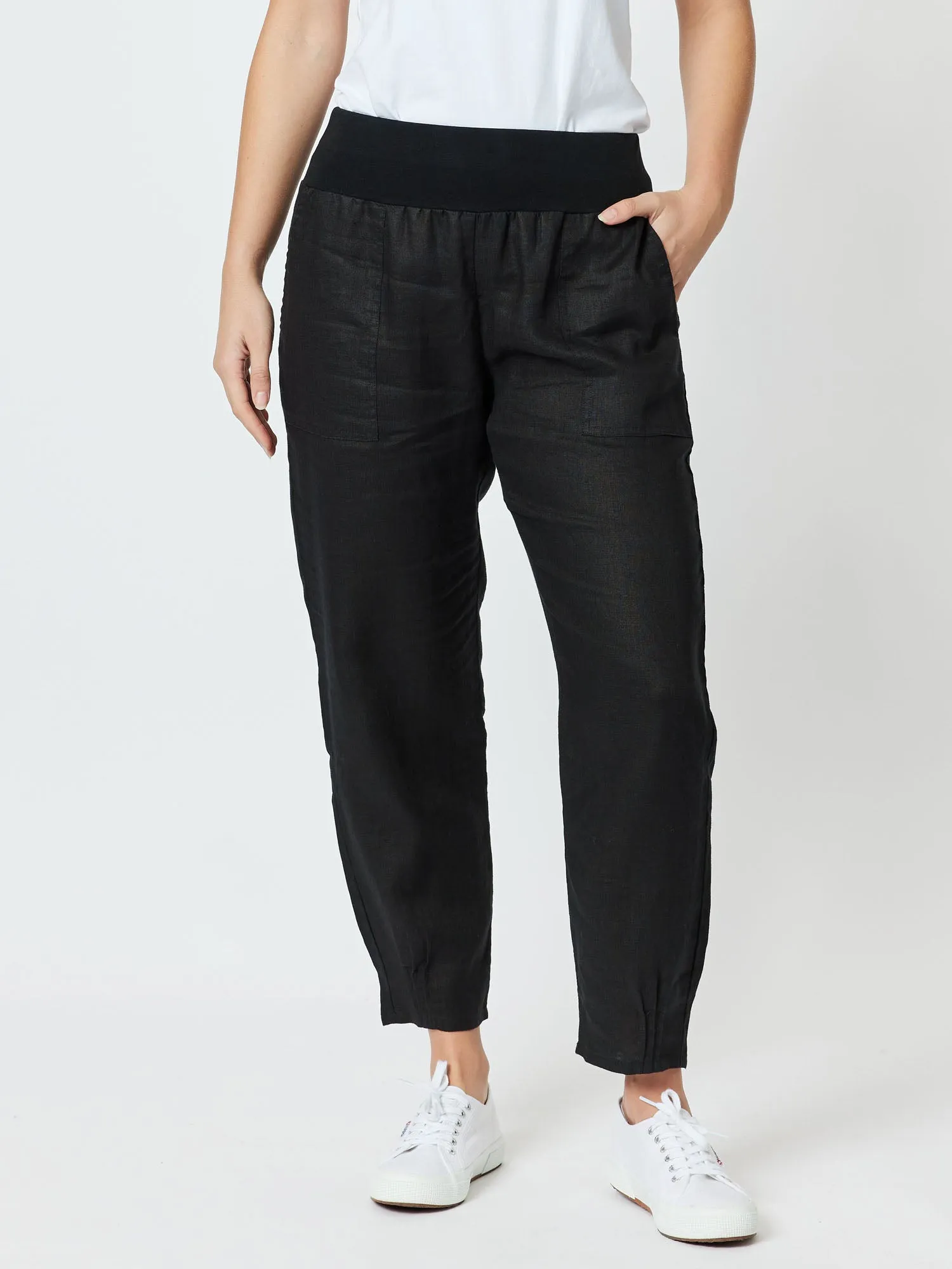 Sarah Linen Pleat Hem Pant - Black sold by RC & Co product image thumbnail 3