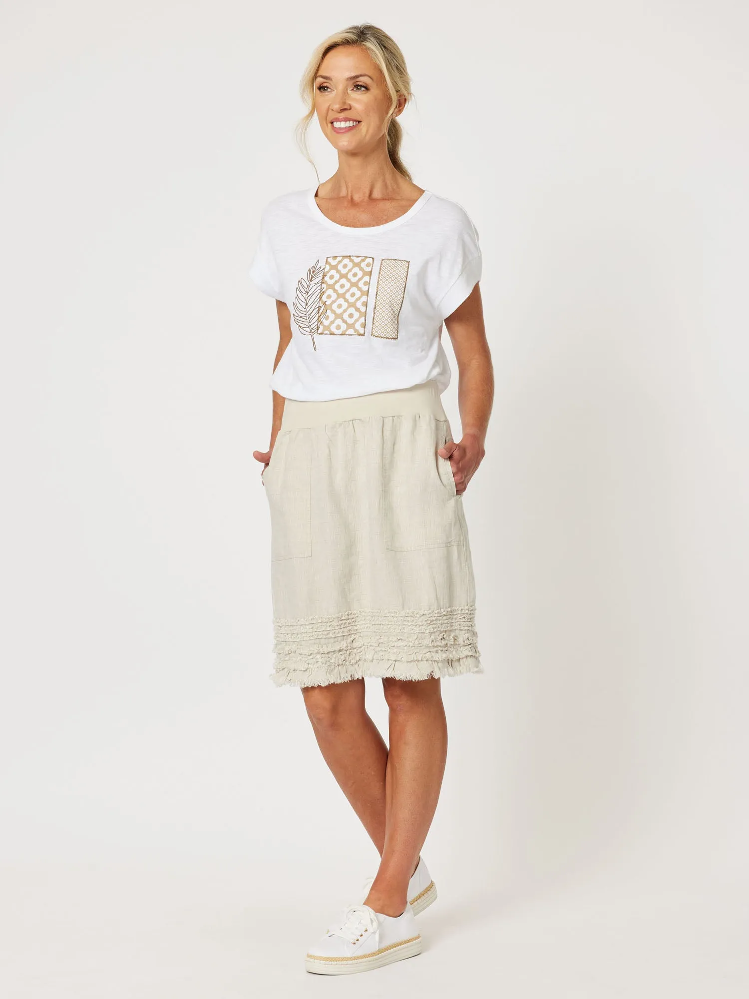Mimi Linen Ruffle Hem Skirt - Natural sold by RC & Co product image thumbnail 2