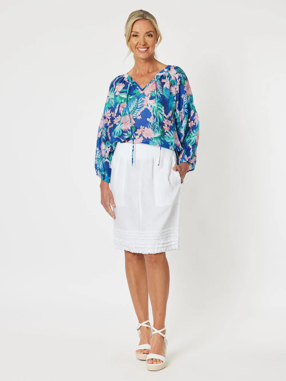 Mimi Linen Ruffle Hem Skirt - White sold by RC & Co product image thumbnail 5