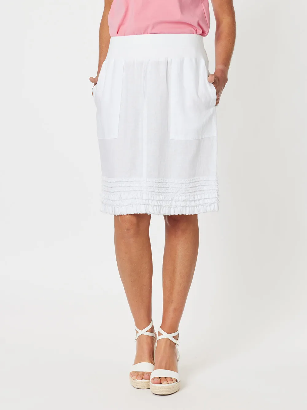 Mimi Linen Ruffle Hem Skirt - White sold by RC & Co product image thumbnail 4