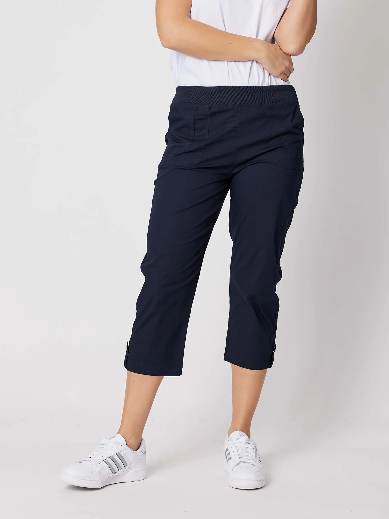 Santorini Cropped Cotton Pant - Navy sold by RC & Co