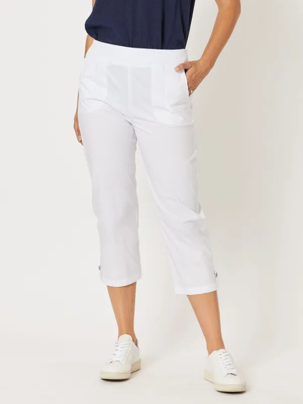 Santorini Cropped Cotton Pant - White sold by RC & Co