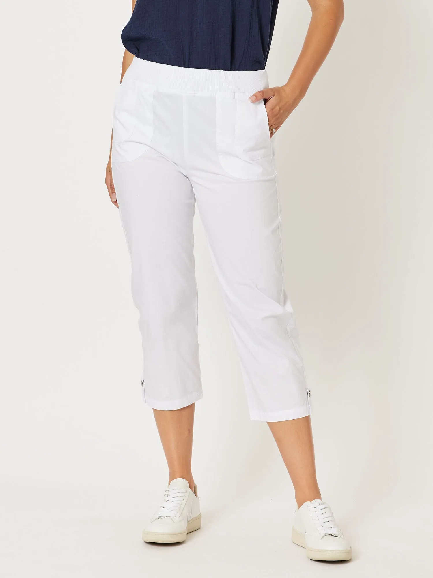 Santorini Cropped Cotton Pant - White sold by RC & Co