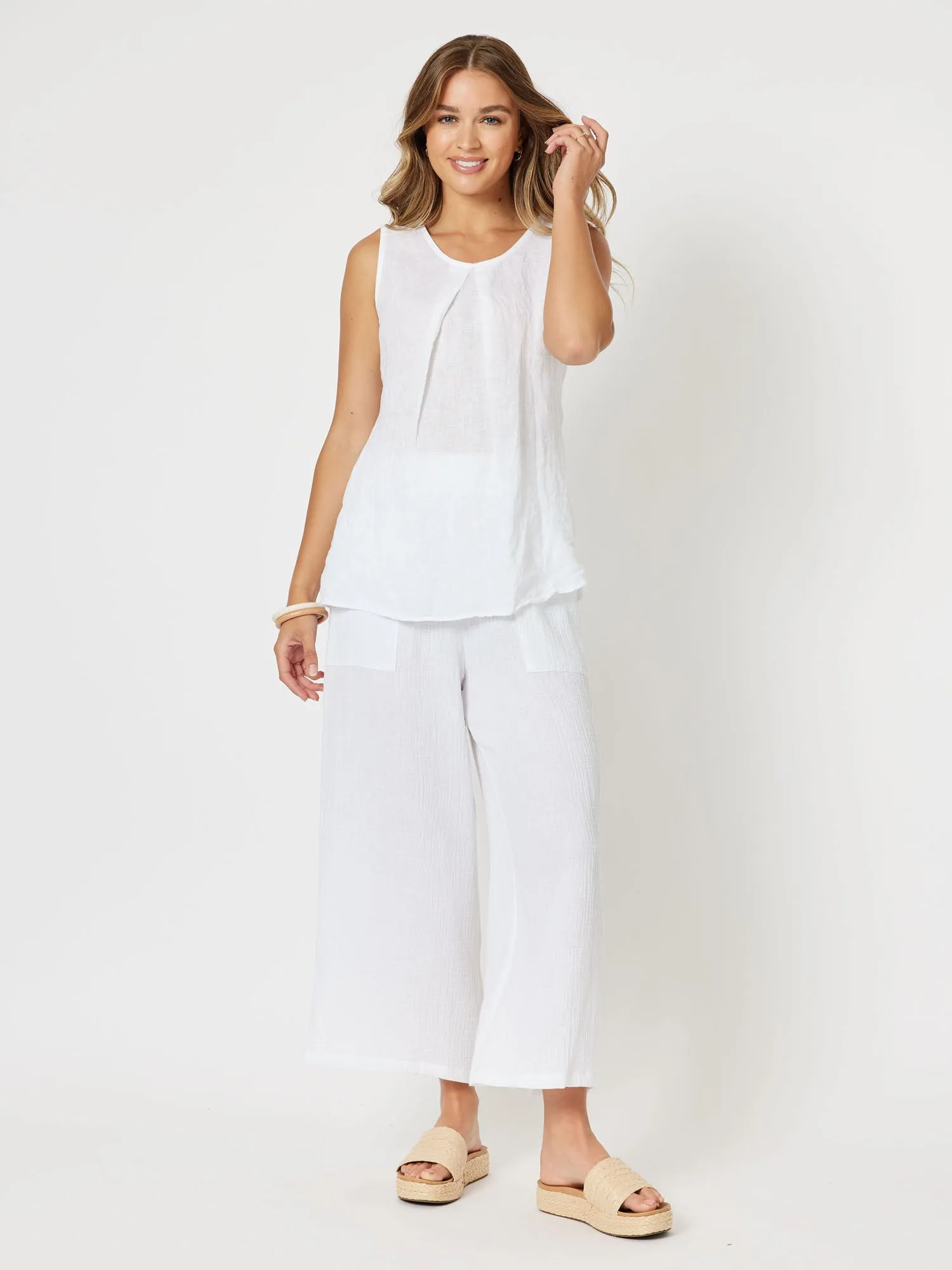 Byron Textured Wide Leg Pant - White sold by RC & Co product image thumbnail 2