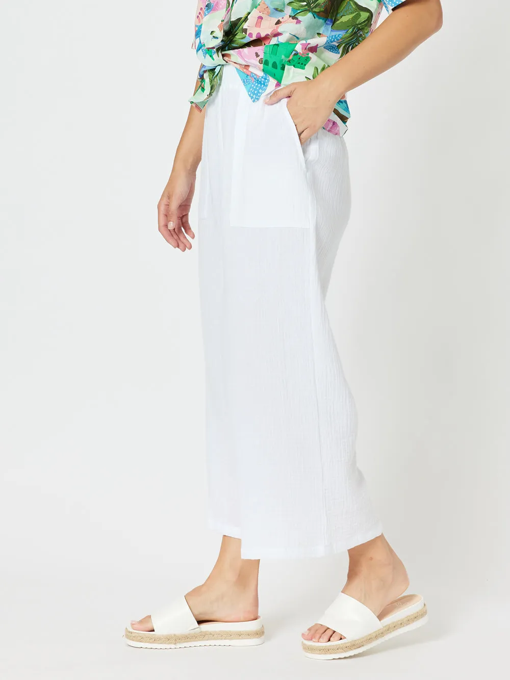 Byron Textured Wide Leg Pant - White sold by RC & Co product image thumbnail 4