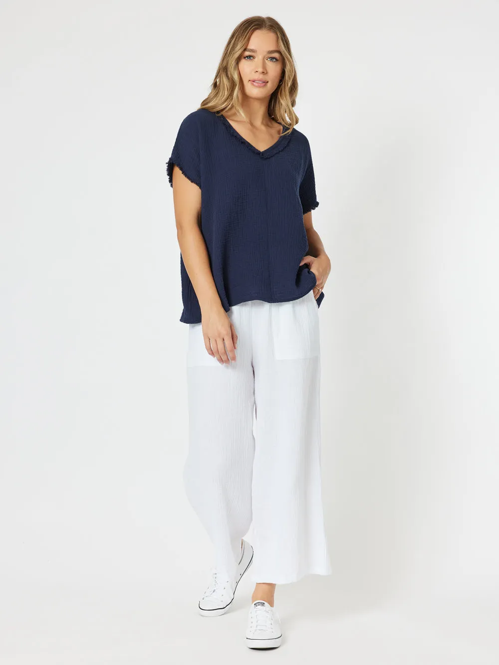 Byron Textured Wide Leg Pant - White sold by RC & Co product image thumbnail 3