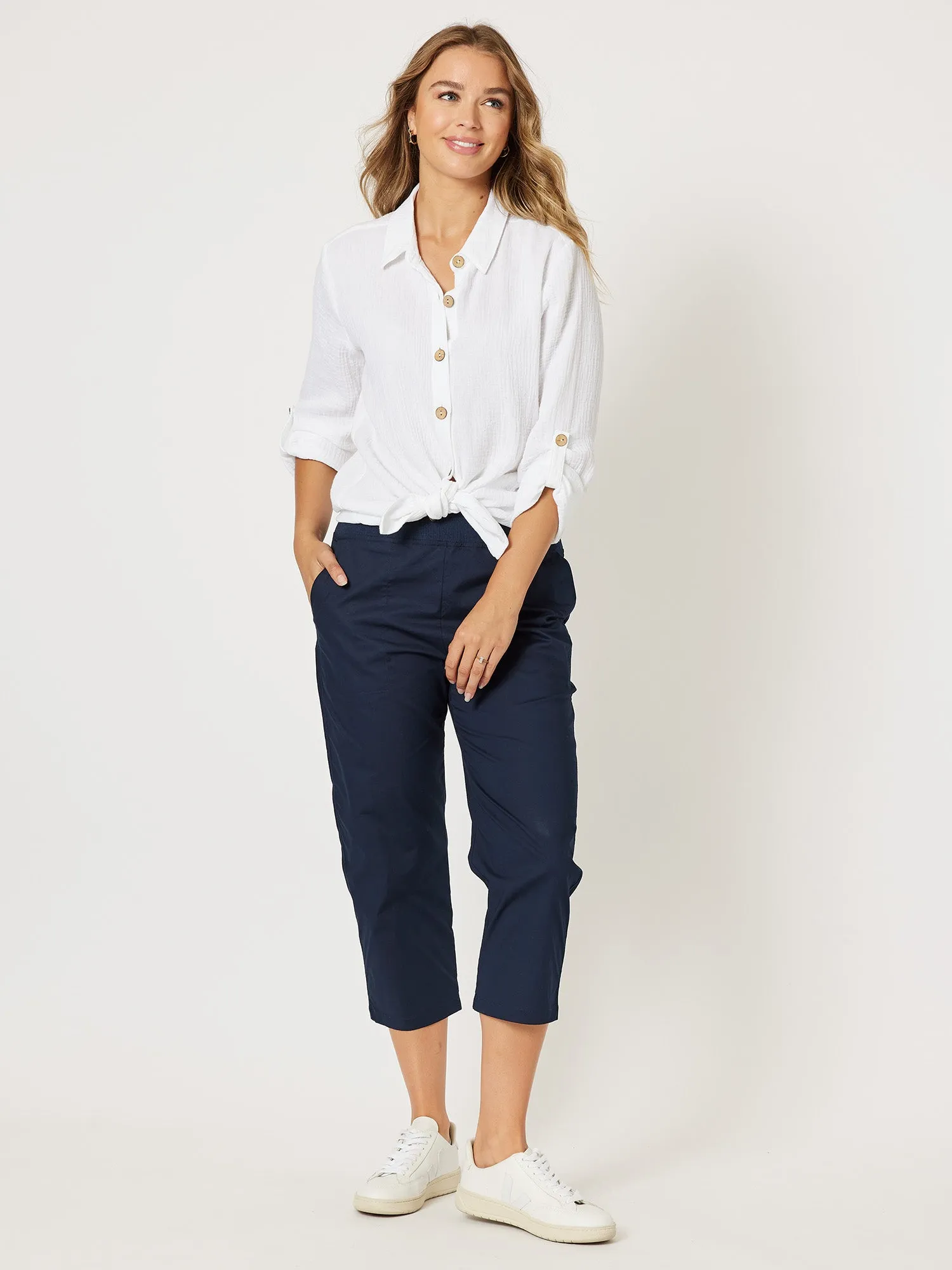 Santorini Cotton Capri Pant - Navy sold by RC & Co product image thumbnail 2