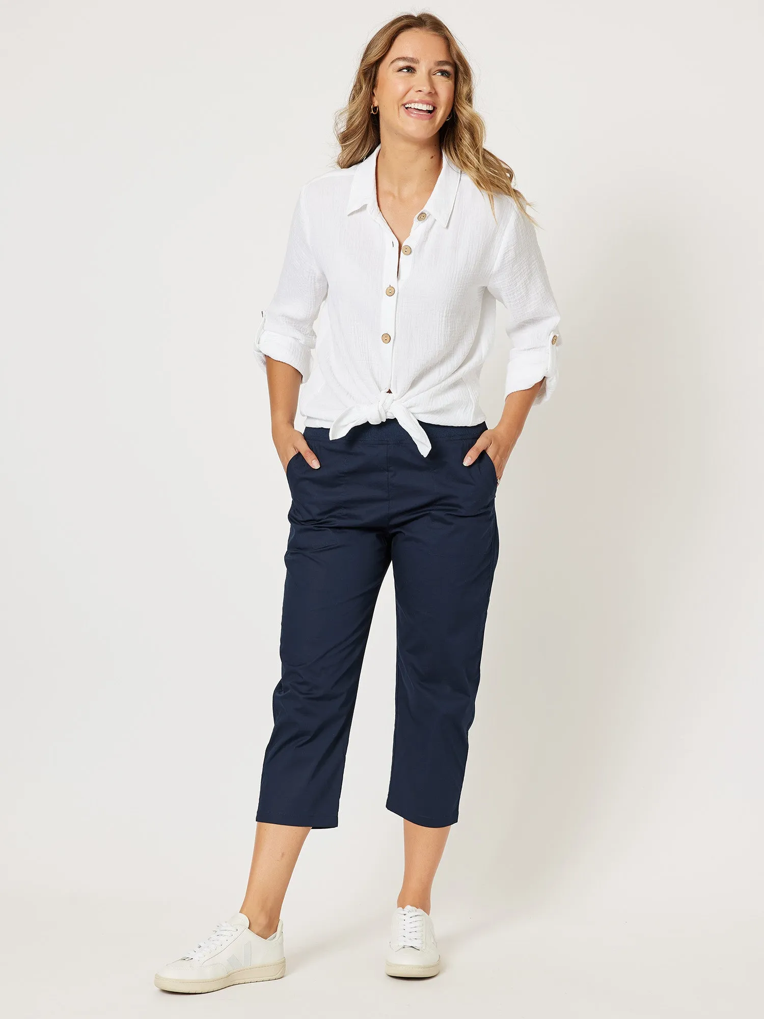 Santorini Cotton Capri Pant - Navy sold by RC & Co product image thumbnail 5