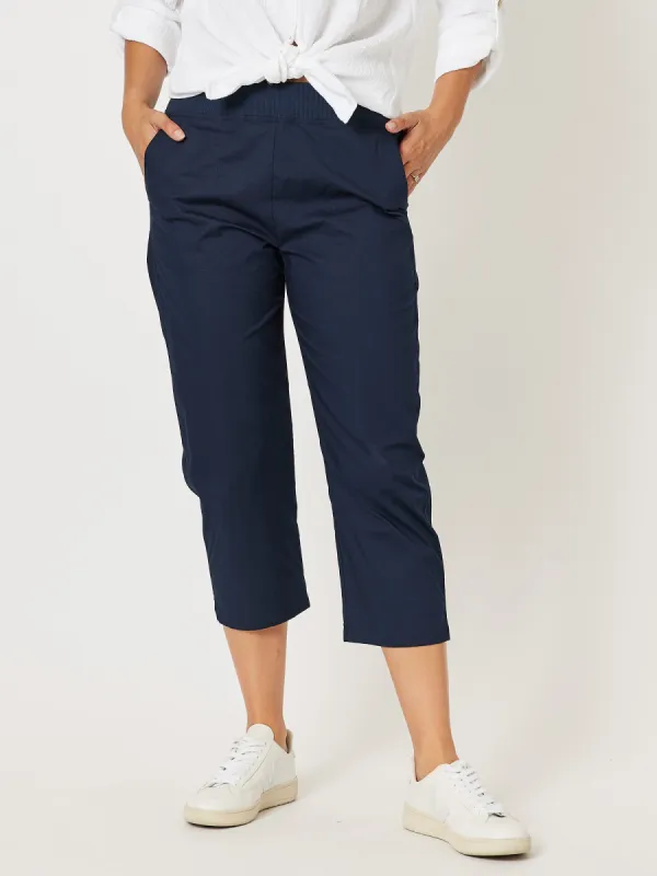 Santorini Cotton Capri Pant - Navy sold by RC & Co
