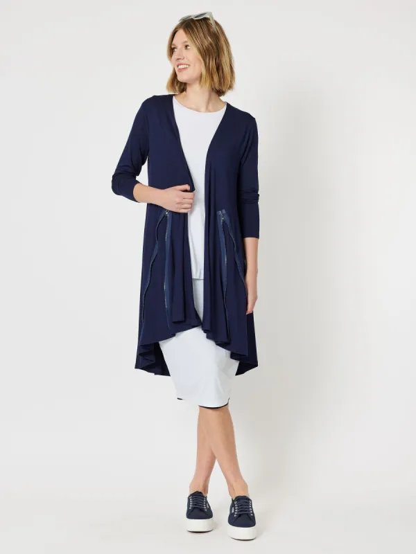 Roving Jersey Longline Cardigan - Navy sold by RC & Co