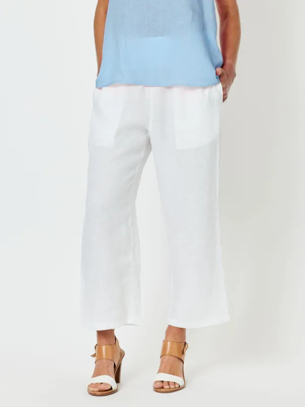 Lara Linen Wide Leg Pant - White sold by RC & Co