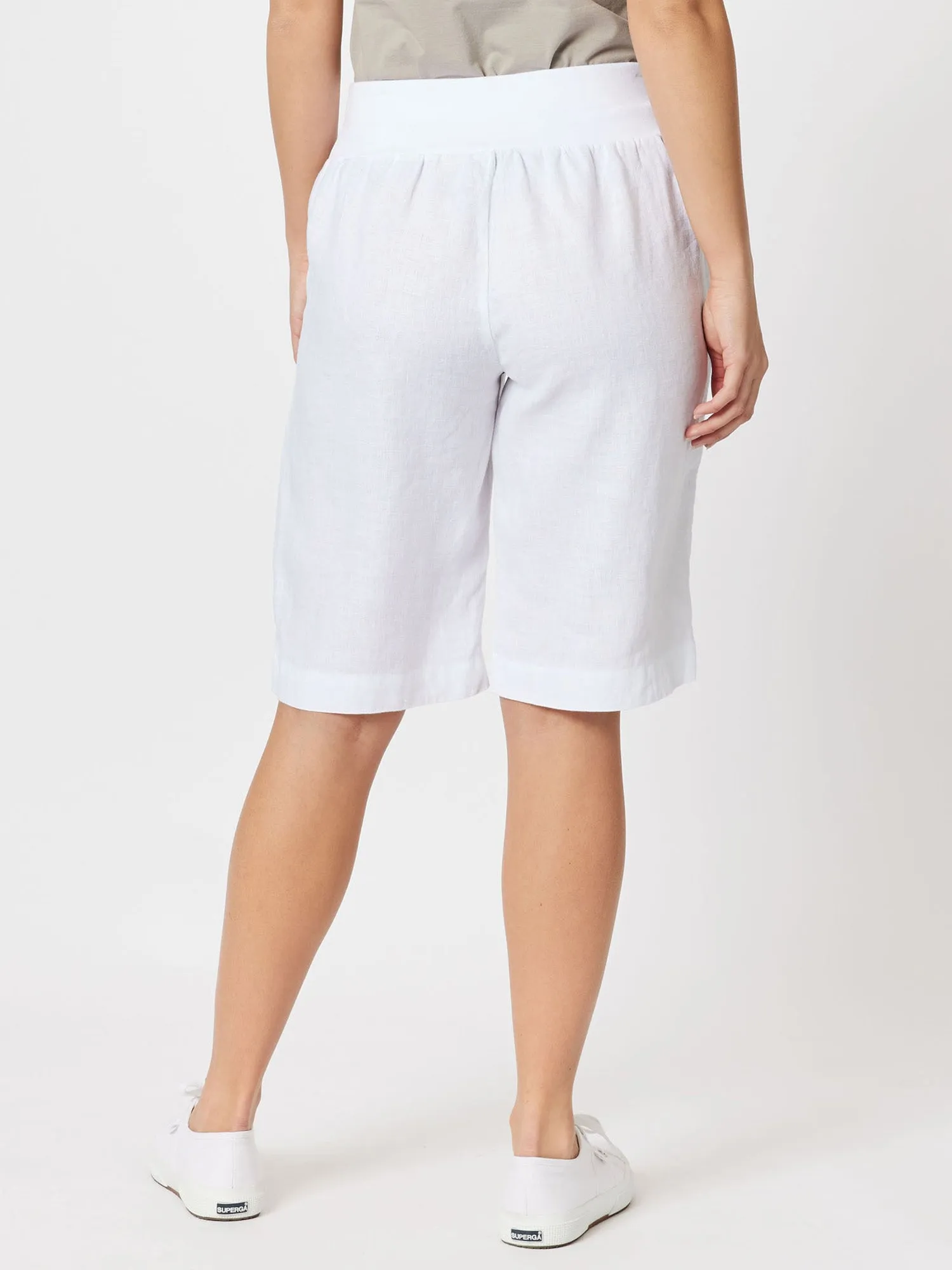 Ribbed Waist Linen Short - White sold by RC & Co product image thumbnail 3