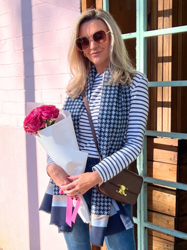 Houndstooth Print Scarf - Blue sold by RC & Co