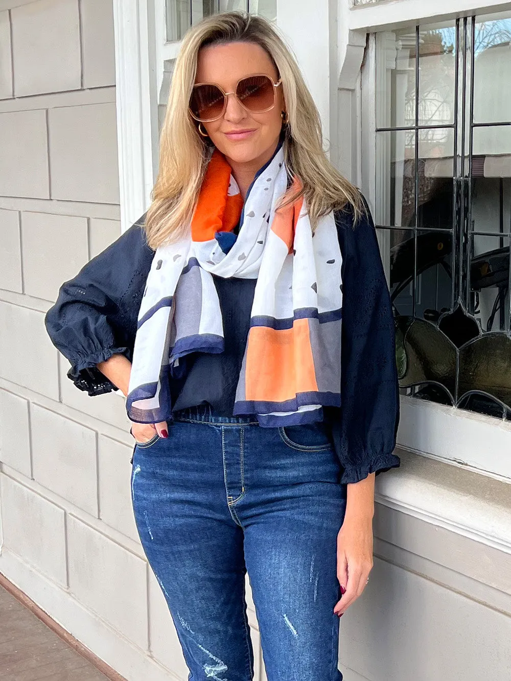 Heart Scarf - Navy/Orange sold by RC & Co product image thumbnail 2