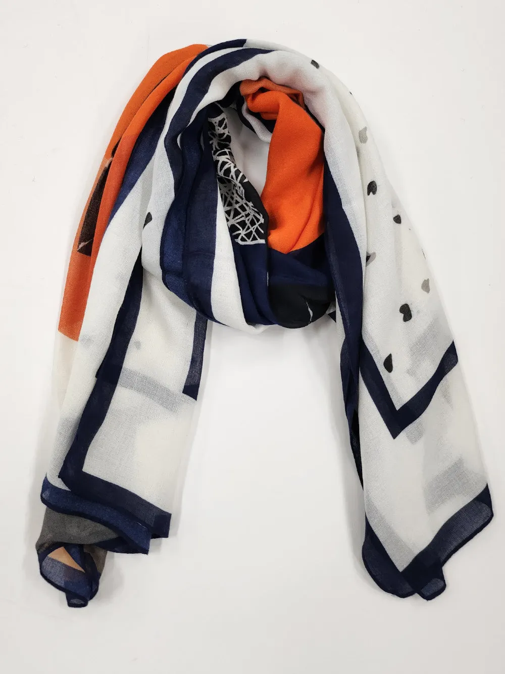 Heart Scarf - Navy/Orange sold by RC & Co