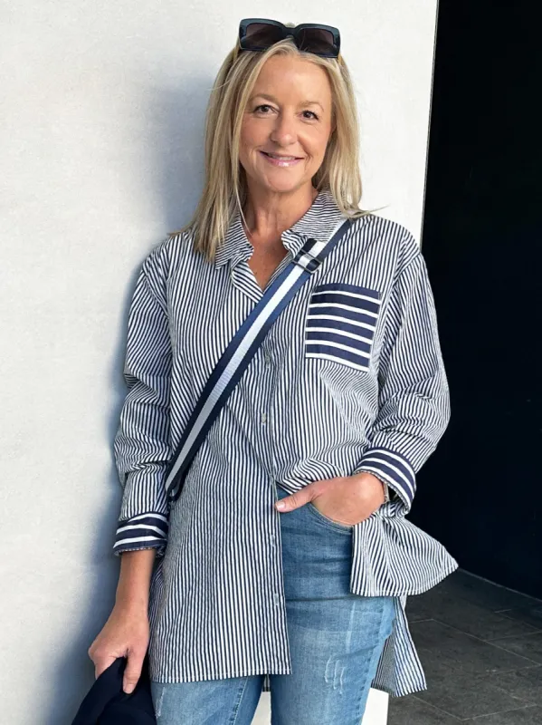 Anna Stripe Shirt - Navy sold by RC & Co