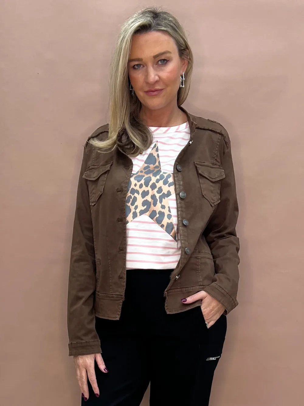 Military Denim Jacket - Chocolate sold by RC & Co product image thumbnail 3