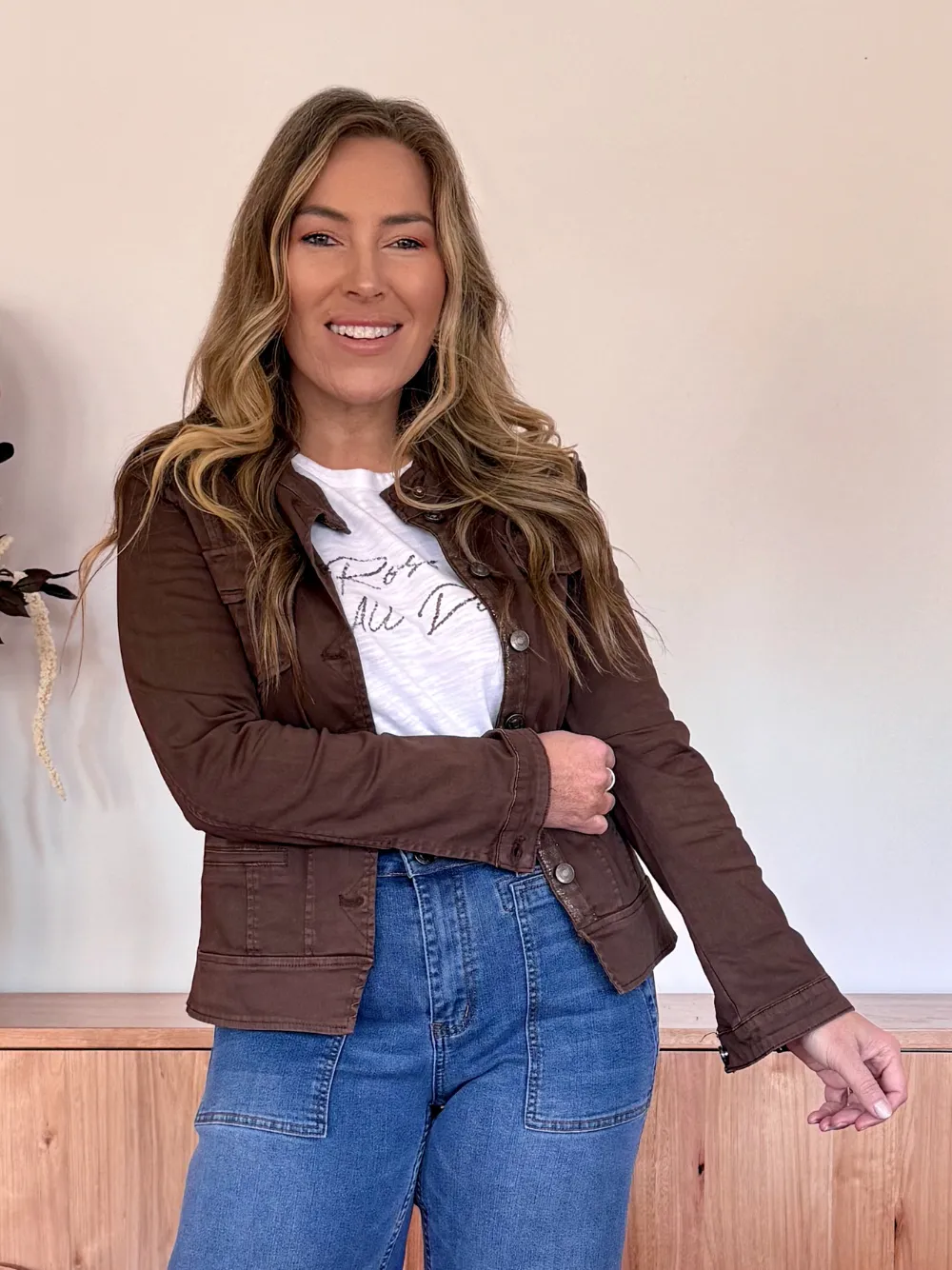 Military Denim Jacket - Chocolate sold by RC & Co