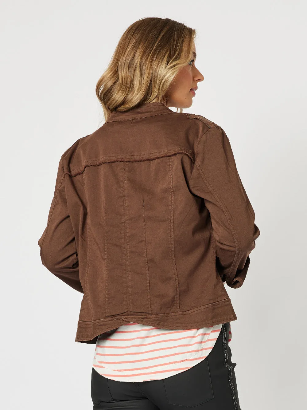 Military Denim Jacket - Chocolate sold by RC & Co product image thumbnail 5